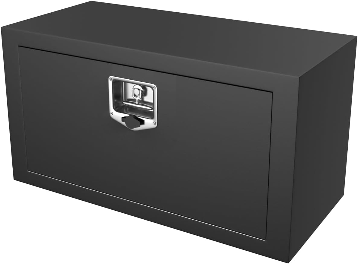 30 inch Underbody Tool Box,Steel Truck Tool Box for Pickup Truck,Utility Tractor,RV,Tool Chest for Storage & Organizer Heavy Duty Waterproof Black box w/Lock and Keys-30" x 14" x 16"