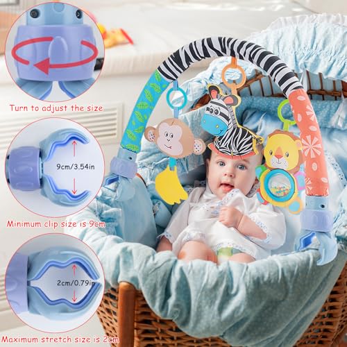 Image of Car Seat Toys for Babies 0-6 Months,Baby Stroller Activity Arch Toys for Infant 0-6 Months Hanging Rattle Musical Bassinet Travel Crib Carseat Toy,Clip on Bouncer Toys for Babies 0 3 6 9 Months Gift