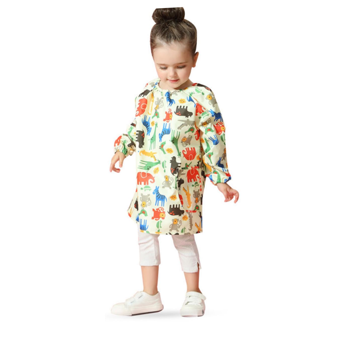 Mikinona Bata de Pintura para Delantal de Arte Estampado Amarillo Manga Larga Talla M Ropa Protectora Transpirable y Resistente a Manchas Adecuado para Pintar y Dibujar