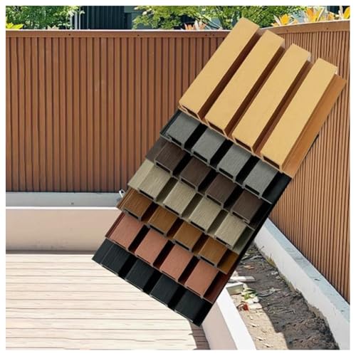 Zaunpaneel für den Außenbereich, windbeständig, Holz, Kunststoff, Verbundwerkstoff, Sichtschutzzaun, dekorative Lamellentore für Balkone und Türen (schwarz, 22 x 100 cm)