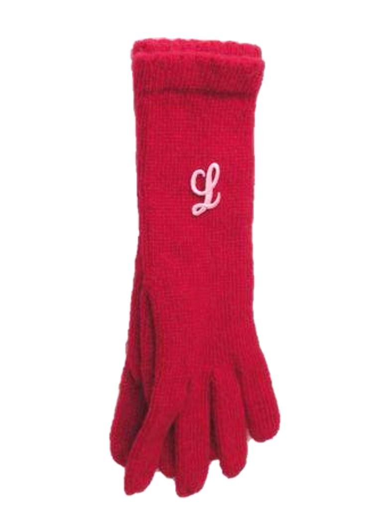 Winter Red Angora Gloves Trimmed with Customer Chosen Monogram Letter