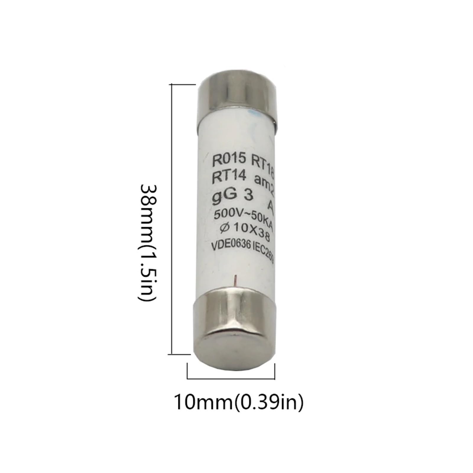 fusibili, Fusibili in ceramica, fusibile in a rottura rapida 10x38mm 500V 0,5A-40A RT18 RT14 confezione da 2