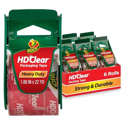 Duck HD Clear Packing Tape with Handheld Dispensers - 6 Rolls, 133 Yards - Heavy Duty Packaging Tape for Shipping, Moving & Storage - Clear Packing Tape for Boxes - 1.88 In. x 22.2 Yd. (287732)