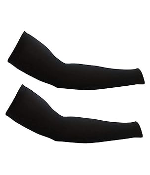 London paree Unisex Cotton arm Hand Gloves Fieldway Arm Sleeves Gym Sports Gloves for Sun Burn Skin Tan Protection SPF Proof UV Block (Black) BKHC16 Set of 2