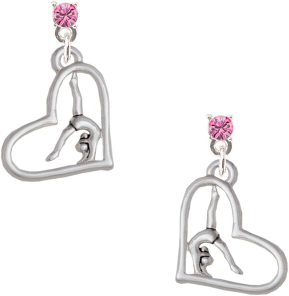Gymnast in Heart Crystal Post Earrings
