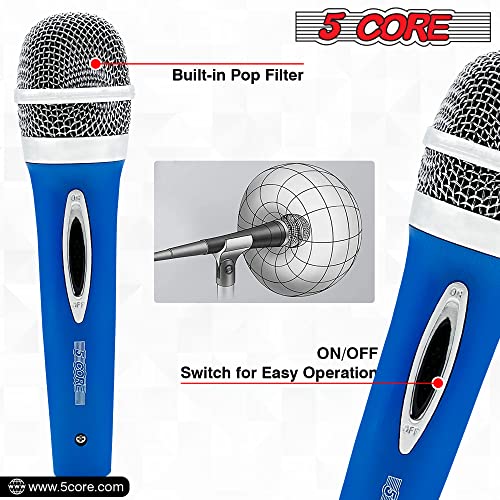 5 Core Premium Handheld Microphone Unidirectional Vocal Dynamic Cardioid Mic With Detachable 10Ft Xlr Cable, Mic Clip, Mesh Grille & On/Off Switch Suited For Speakers, Amp, Mixers, Karaoke Singing #TOP6