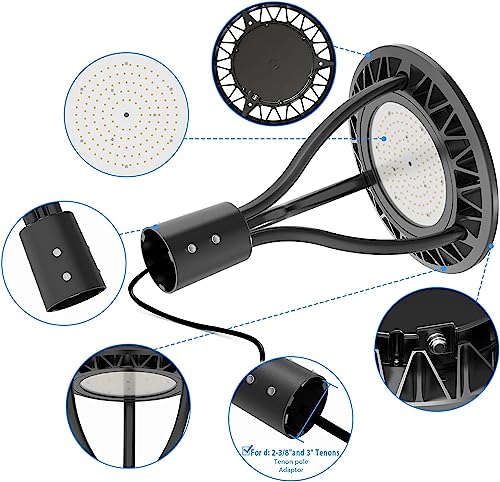 rgbylediison LED Post Top Light, 150W 19500lm 5000k (700W HID/HPS Replacement) LED Circular Post Light Idea for Street Garden Yard Commercial Area
