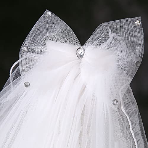 4 Pieces Girls First Communion Veils Set 1st Communion Holy Veil Headpiece Gloves & Necklace and Communion Face Covering for Wedding Flower Girl Veil Kids Party Wedding Formal Pageant4