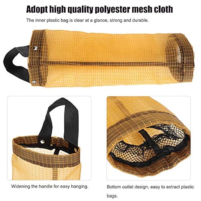 Plastic Bag Holder, Hanging Folding Mesh Garbage Bag Organizer, Wall Mount Mesh Hanging Storage Bag Dispenser Recycling Grocery Bags Holder for Home and Kitchen