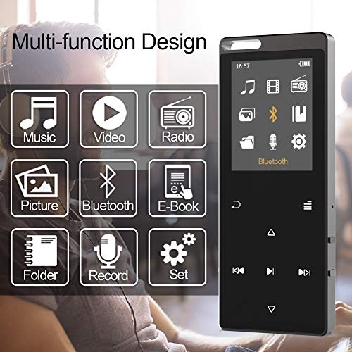 Mp3 Mp4 Player Bluetooth Ruizu D15 8gb Metal Gravador Bateria 80 Horas Multimídia Alto-falante Fone
