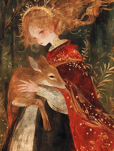 Diamant peinture kit complet fille au cerf MIRONS, art thérapie et détente créative 40x50