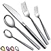 Set di posate 30 pezzi rivestimento con manico nero Mars, coltelli in acciaio inossidabile Cucchiai Forchette Set di posate Set di utensili Set di posate Servizio per 6