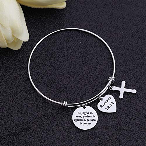 bobauna Christian Bracelet Be Joyful in Hope Patient in Afflication Faithful in Prayer Romans 12:12 Bible Verse Jewelry Religious Gift4