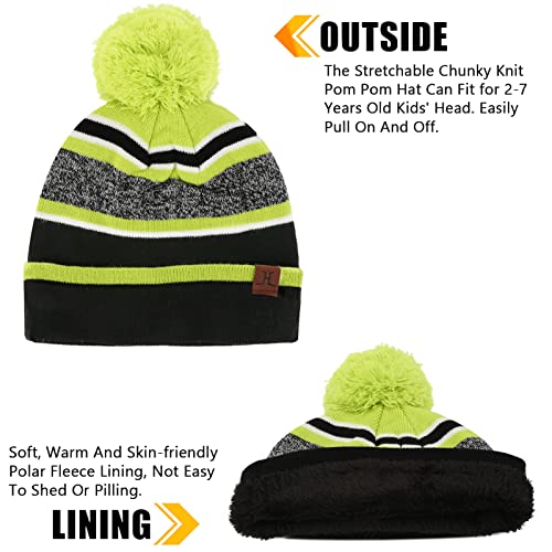 Image of Kids Toddlers Winter Hats Knit Warm Beanie Scarf Gloves Set for Boys Girls Age 2-7, Pompom Cap Neck Warmer Fleece Lined Gifts