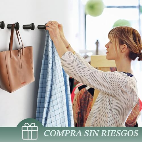 Miniatura 7 de Guwina 6 Piezas Gancho Pared Negro Círculo, Duradero Minimalista Percha Pared, Multiusos Ganchos Para Colgar Ropa, Colgador Ropa Mural Para Abrigo Bata, Percheros Mural Ropa Con Tornillos