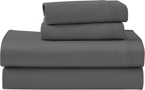 Superior Juego de sábanas de algodón egipcio de 4 piezas, lujo de 1000 hilos, diseño moderno, sábanas sostenibles, básicos ultrasuaves, sólido,