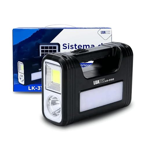 Kit Placa Solar Portátil com Lanterna, 3 Lâmpadas LED, Ideal para Camping, Pesca, Atividades ao Ar L