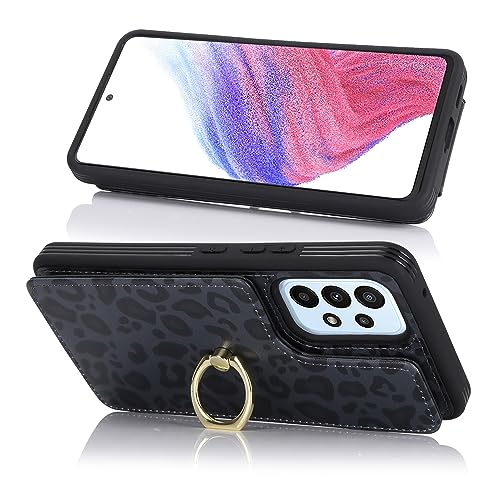 Image of for Samsung Galaxy A53 5G Case with Card Holder,Galaxy A53 5G Case Wallet for Women,Credit Card Holder,Ring Stand,Cute Phone Wallet Cases 6.5 inch(Black Leopard)