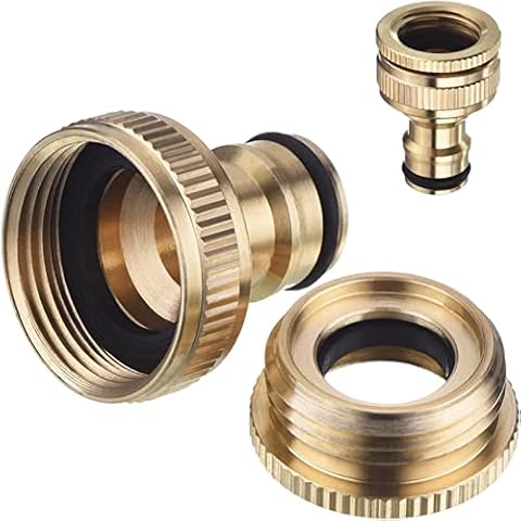 2 Pack Brass Garden Hose Tap Connector, brass garden hose connector set, connector for the start of the hose, basic equipment with fittings for hoses, tap connection set Cover