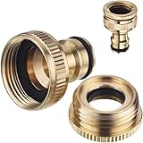 2 Paquetes Set de Conectores de Grifo y Manguera de Jardín de Latón, Conector para el Inicio de la Manguera, Equipo Básico con Accesorios para Conexión de Manguera Grifo