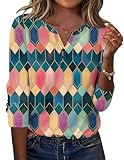 Zeagoo Summer Shirts for Women V Neck Long Sleeve Top Geometry Blouses Business Casual Outfits
