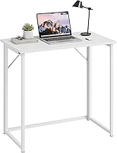 Dripex Folding Desk, Foldable Table, 80 x 46 x 74 cm, Small Desk, Folding Computer Desk, Space-Saving Table for Home Office, Study, PC (White Assembly)