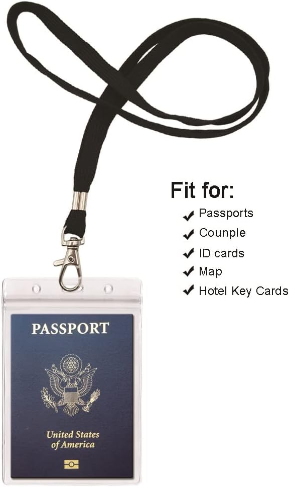 4x6Inch Extra Large Passport Holders ID Badge PVC Card Holder with Lanyards Fill for Passports by ALMHPVC (5Pack Black Lanyards) 4x6Inch Extra Large Passport Holders ID Badge PVC Card Holder with Lanyards Fill for Passports by ALMHPVC (5Pack Black Lanyards)
