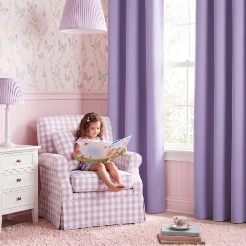 Image of NICETOWN Lavender Purple 54 Inches Long 2 Panels for Girls Room, Bedroom, Nursery Thermal Insulated Blackout Drapes Solid Grommet Noise Reducing Window Curtains, W40