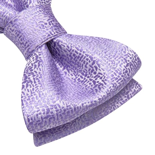 Image of Dubulle Self Tie Bow Ties and Lapel Pin for Men Paisley Solid Mens Bowtie and Handkerchief Cufflinks Set Wedding