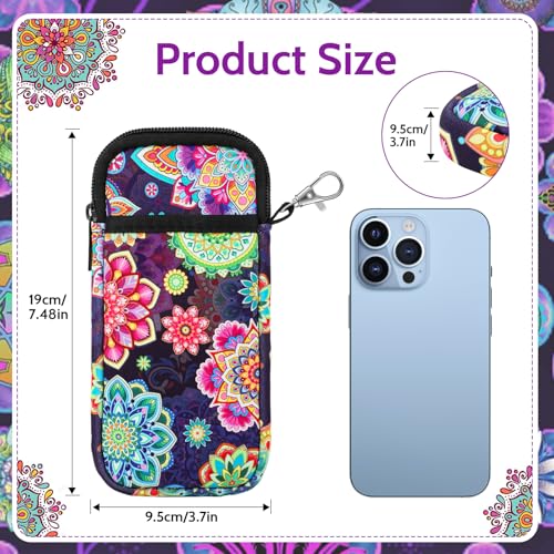 Image of Hifot 2 Pack Double Soft Glasses Case with Carabiner Hook, Ultra Light Portable Neoprene Eyeglasses Pouch with Zipper