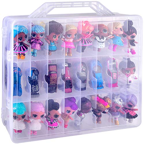 48 Compartment Toys Organizer Storage Case for Dolls, Hot Wheels Car, Matchbox Cars, LPS Figures, Shopkins, Lego Dimensions and More (ONLY A Box)
