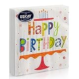 Lunch Size Happy Birthday Napkins for Parties, Kids, Birthdays Events, Thick and Absorbent, 20 Count
