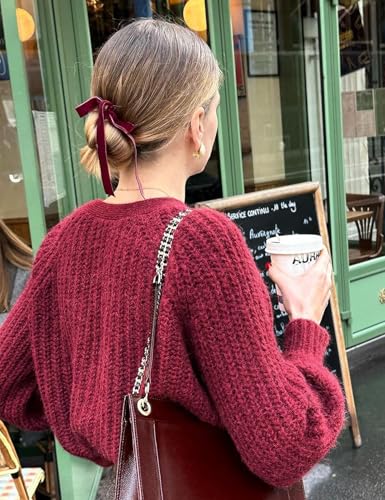 Wyeysyt Womens Cardigan Sweater Button Down Chunky Soft Knit Sweater Open Front V-Neck Long Sleeve Casual Cardigan4