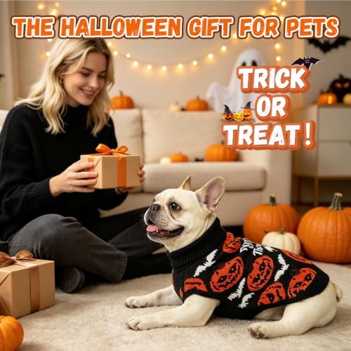 Image of BEAUTYZOO Halloween Dog Sweater, Soft Knit Winter Clothes with Harness Hole