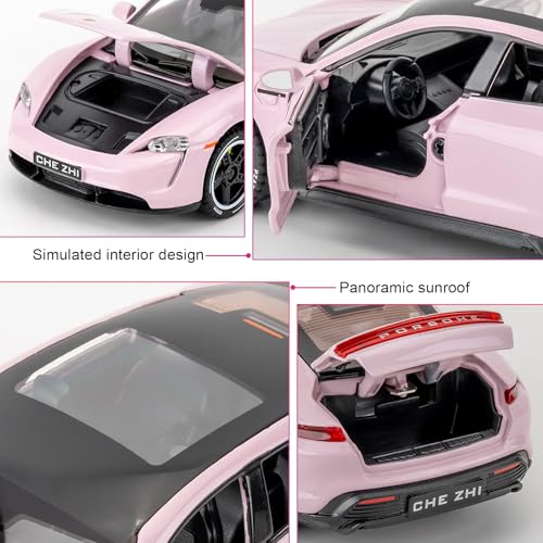 Modelo de Auto a Escala 1:32 Porsche Taycan Rosa miniatura 4