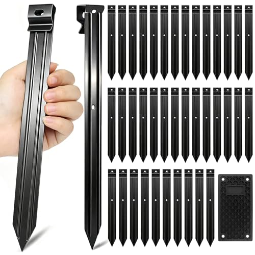 20 Pack Tent Stakes Heavy Duty Metal Landscape Edging Stakes 10in Garden Stakes Landscape Anchoring Spikes for Grass Barrier Bender Board Garden Edging Tents Pet Tie Outs Shade Cloths Inflatables