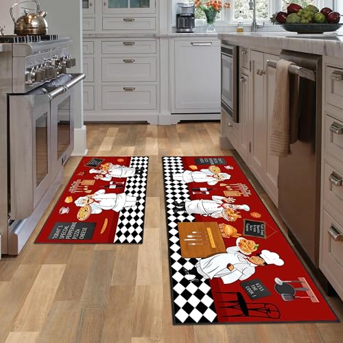 Alfombras de cocina lavables y súper absorbentes JWXCBIM con diseño de Fat Chef 5