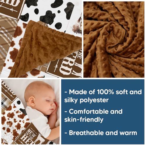 Image of Western Baby Blanket, Cowboy Minky Blankets for Boys Girls, Nursery Room Decor, Soft Warm Lightweight Nursery Bed Blanket for Newborn Toddlers Son Daughter (04)