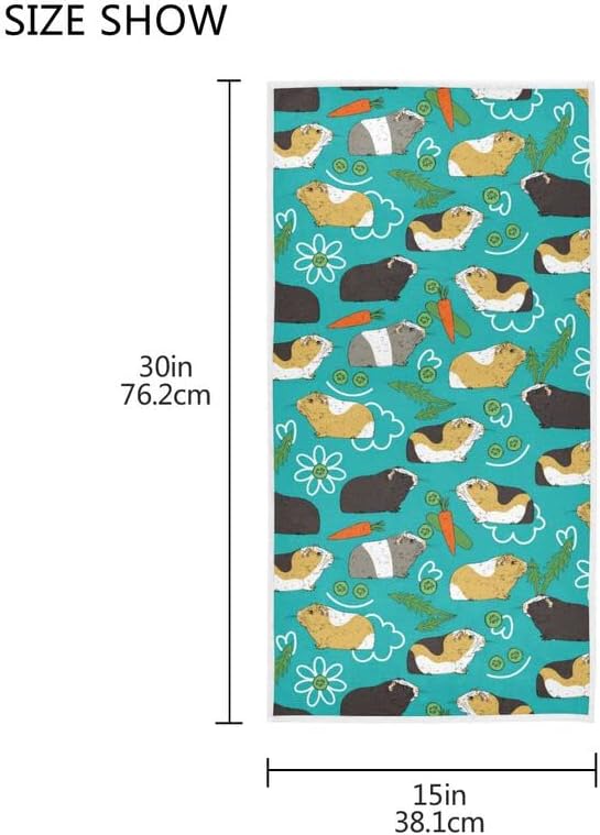 QUGRL Guinea Pig Carrot Kitchen Hand Towels Colorful Cute Dish Cloth Fingertip Towel Decorative Soft Quality Premium Washcloth Guest Towel for Bathroom Spa Gym Sport 16x30 in - Image 2
