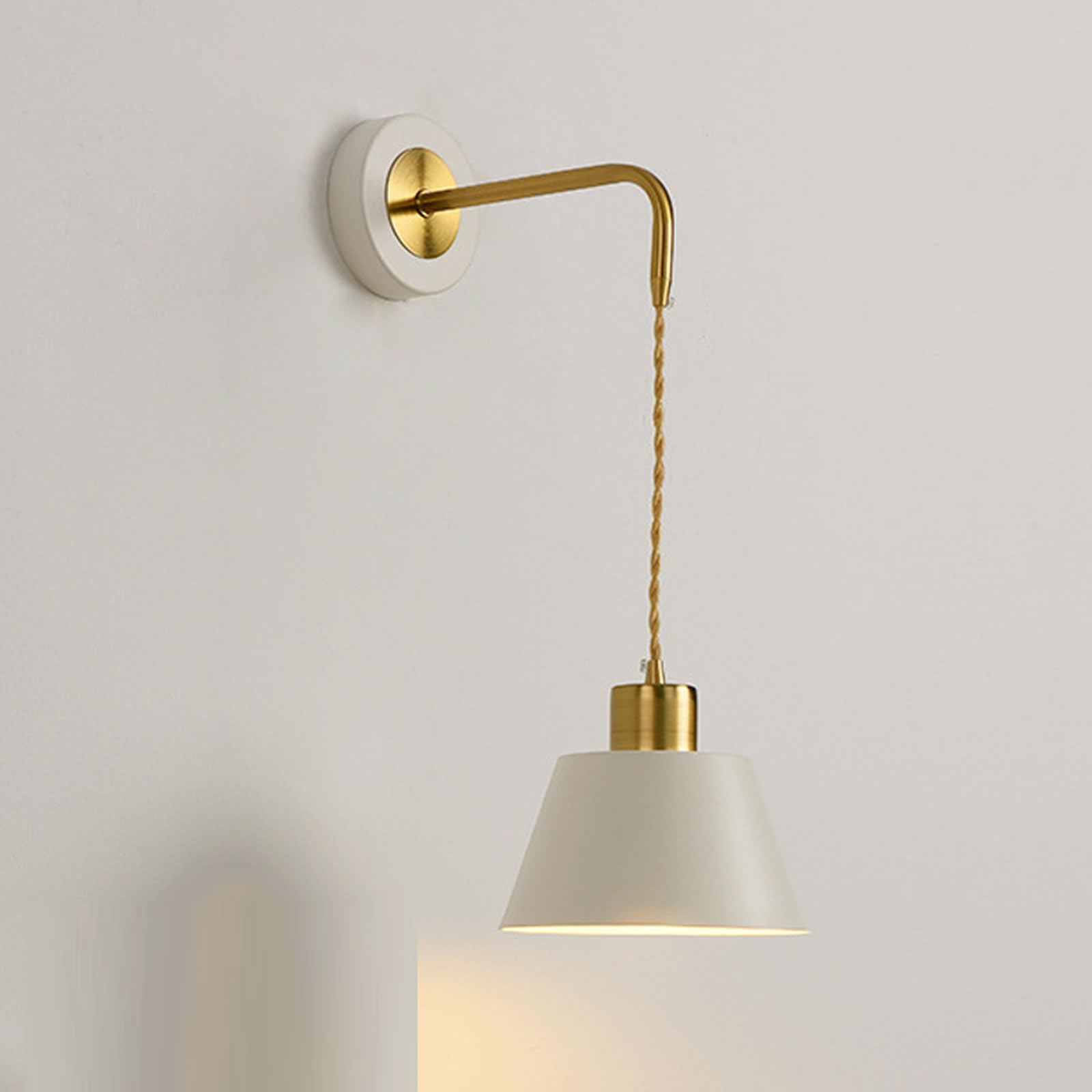 AWEITG Minimalist Black/White E26/E27 Wall Lamp - Durable Hardware Sconce for Home Decoration(White-2)