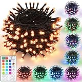 iBaycon Color Changing Christmas Lights, 33FT 100 LED RGB Halloween String Lights Outdoor, Fairy Twinkle Tree Lights with Remote Timer Plug in for Xmas Room Indoor Party Holiday Decorations