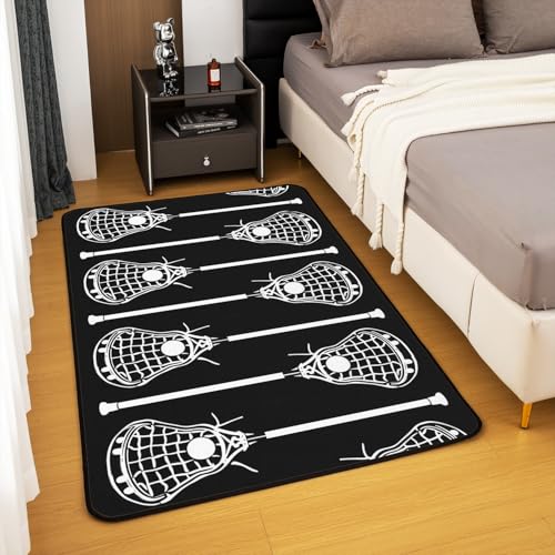 Tapete decorativo rectangular 150x200 cm negro y blanco miniatura 3