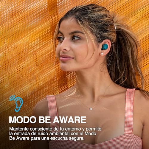 JLab Go Air Pop+ Auriculares Inalámbricos Bluetooth – 35h, Menta | Wireless Earbuds con Caja de Carga, Audífonos Bluetooth con Micrófono, Dual Connect, App 5