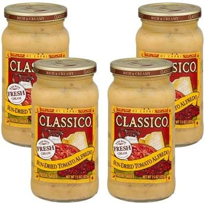 Pasta Sauce Sun-Dried Tomato Alfredo, 15 oz (4 Packs), Rich & Creamy