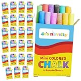 4E's Novelty Mini Chalk Sets (24 Boxes) Sidewalk Chalk Party Favors Bulk Individual Packs, 12 Blackboard Chalk Sticks Non-Toxic Classroom Prize Toy Toddler Kids Summer Basket Stuffers