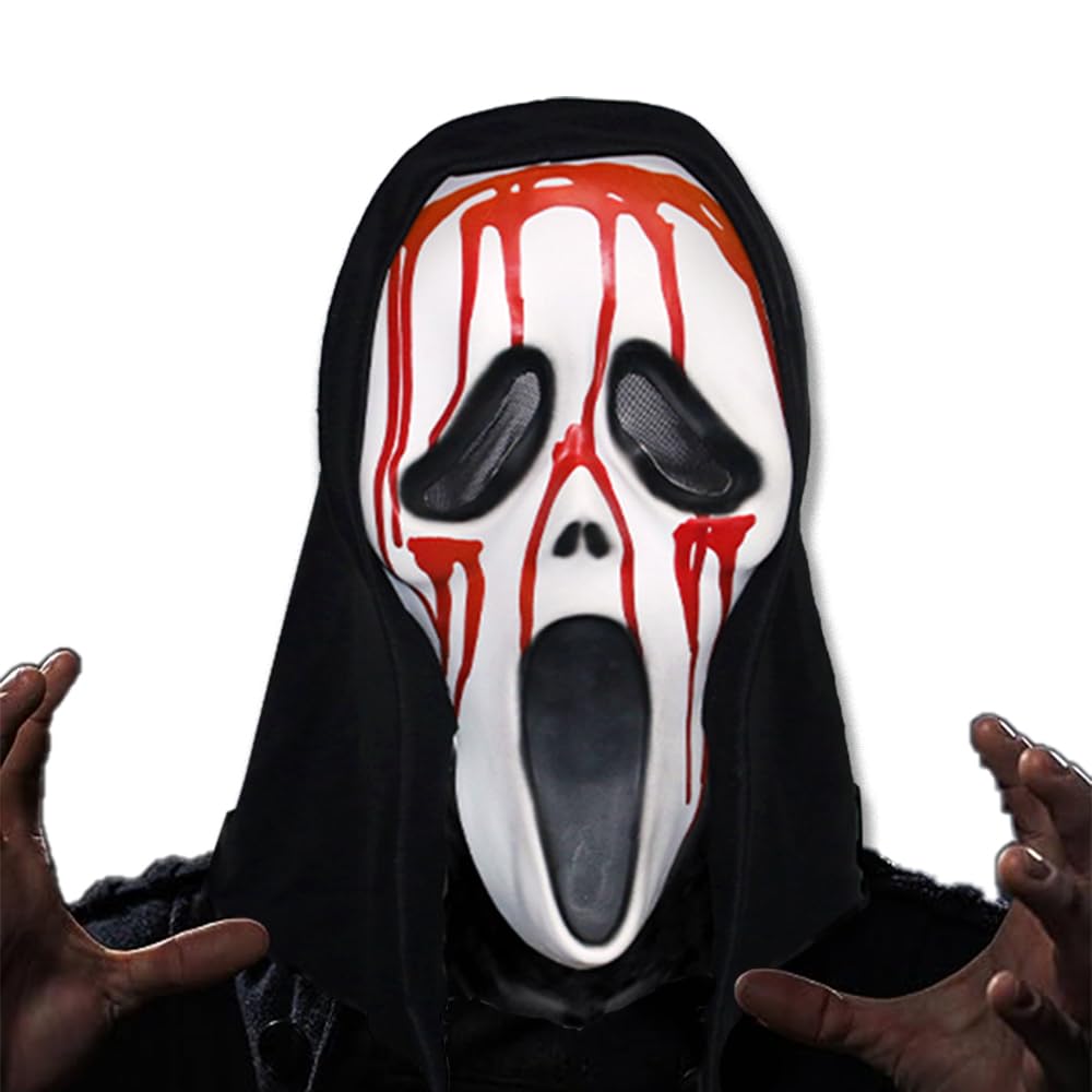 Ghostface Mask, Scream Mask, Halloween Ghost Face Mask, Latex Scream Mask, Scary Movie Costume Accessories Halloween Creepy Cosplay Prop