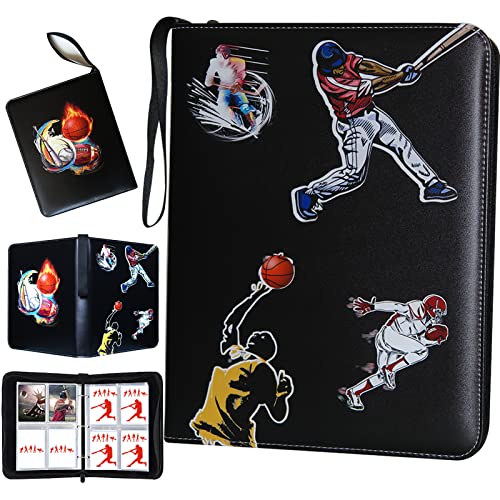 COYORO Large-Capacity Sports Card Binder with 4 Pockets and 50 Sleeves Fits 400 Cards, Perfect for Baseball, Football, Basketball, Hockey, Yu-Gi-Oh and MTG Card Games
