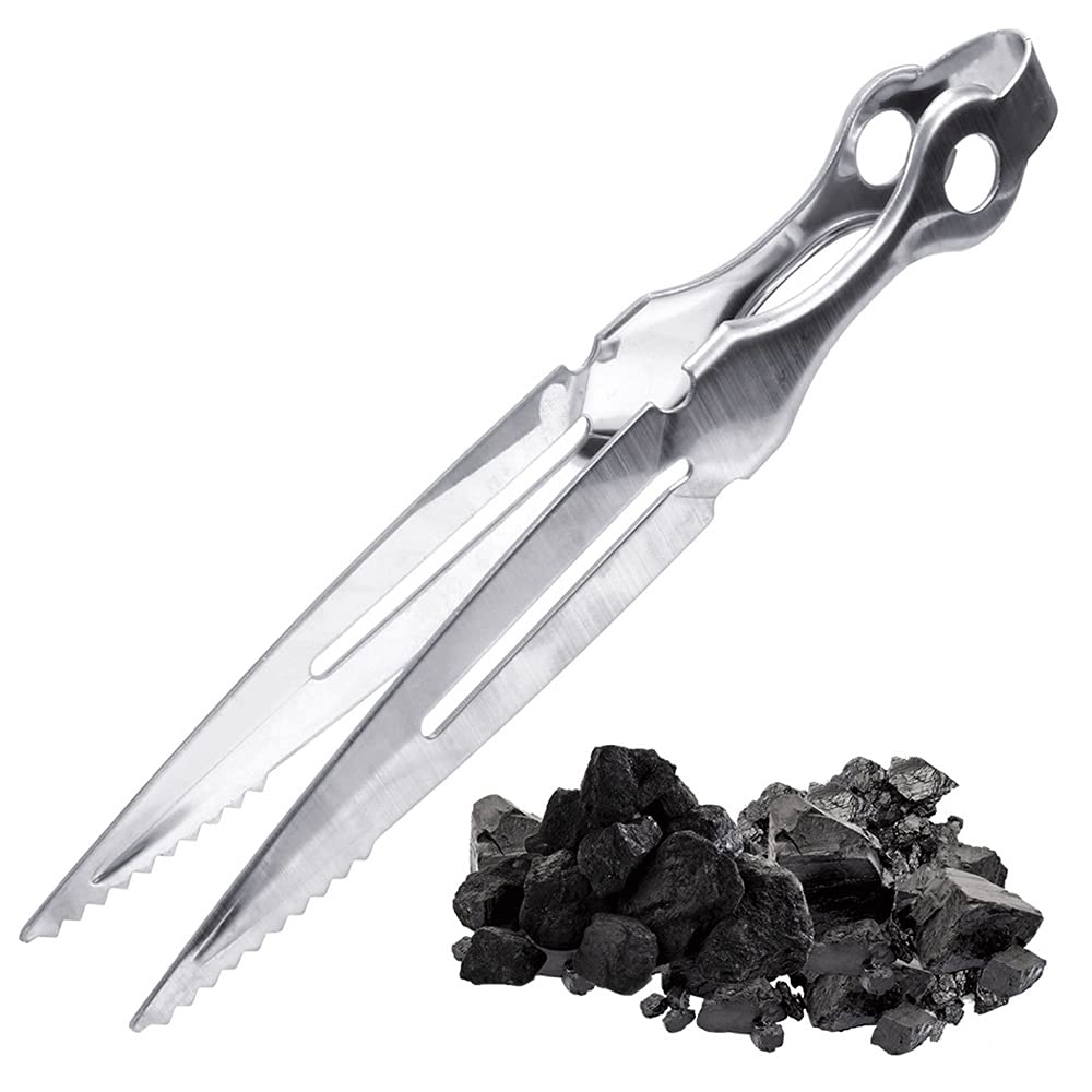 Pinzas de Cocina, 1 Unidad, Pinzas para carbón, Pinzas ergonómicas de Acero Inoxidable para Parrilla, Pinzas para Barbacoa, Pinzas para Pipa de Agua, Accesorios, Herramientas para Barbacoa