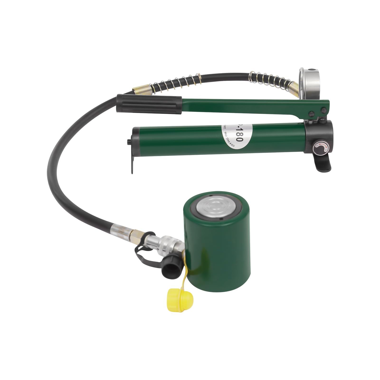 Low Profile Hydraulic Jack Kit + CP-180 Manual Hydraulic Hand Pump with Pressure Gauge, Industrial Mini Hydraulic Cylinder (20T)