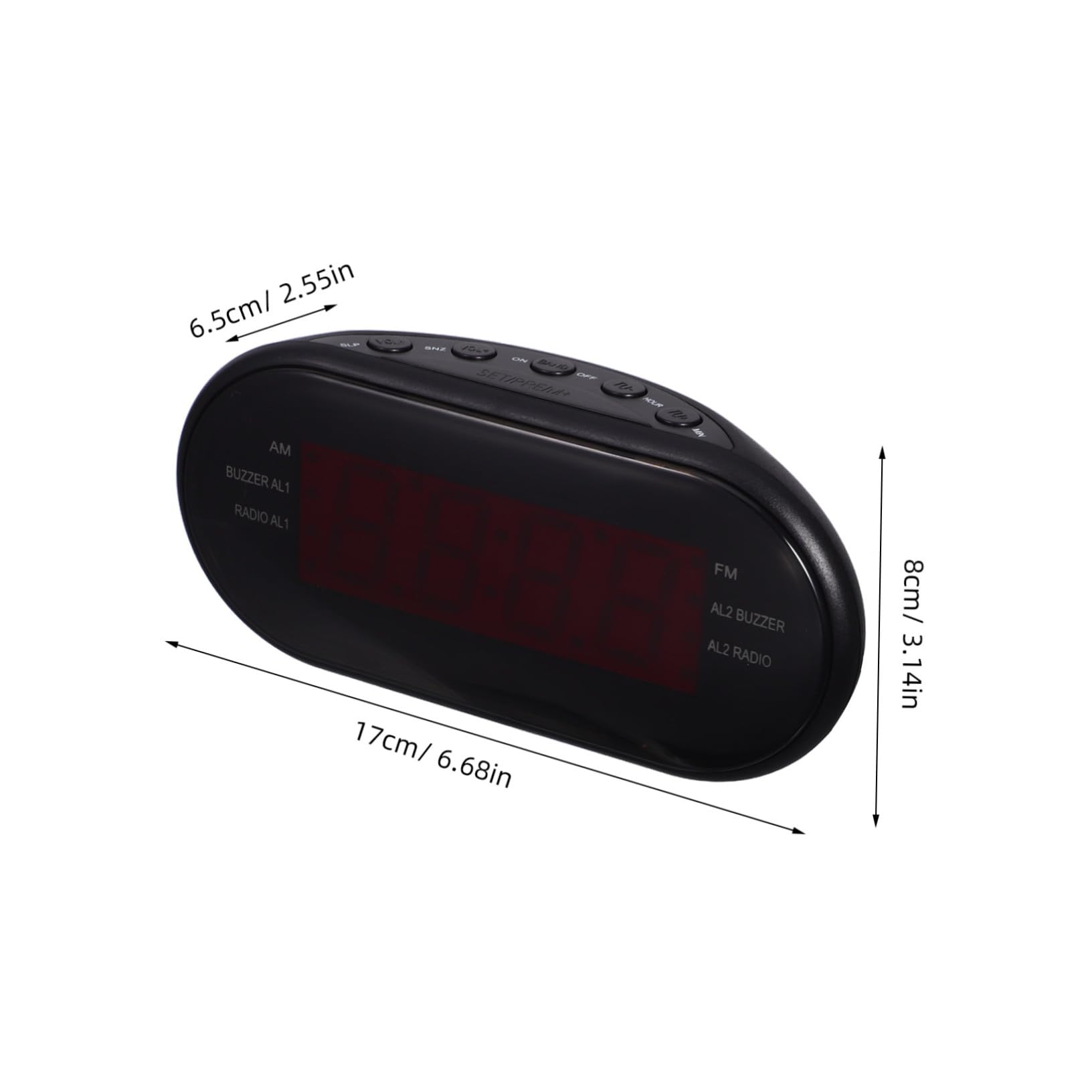 LABRIMP Radio Reloj Despertador Digital Am/FM con Doble Alarma Rojo | Proyección de Hora, Temporizador de Sueño, Plástico, Radio Am, Pantalla Curva